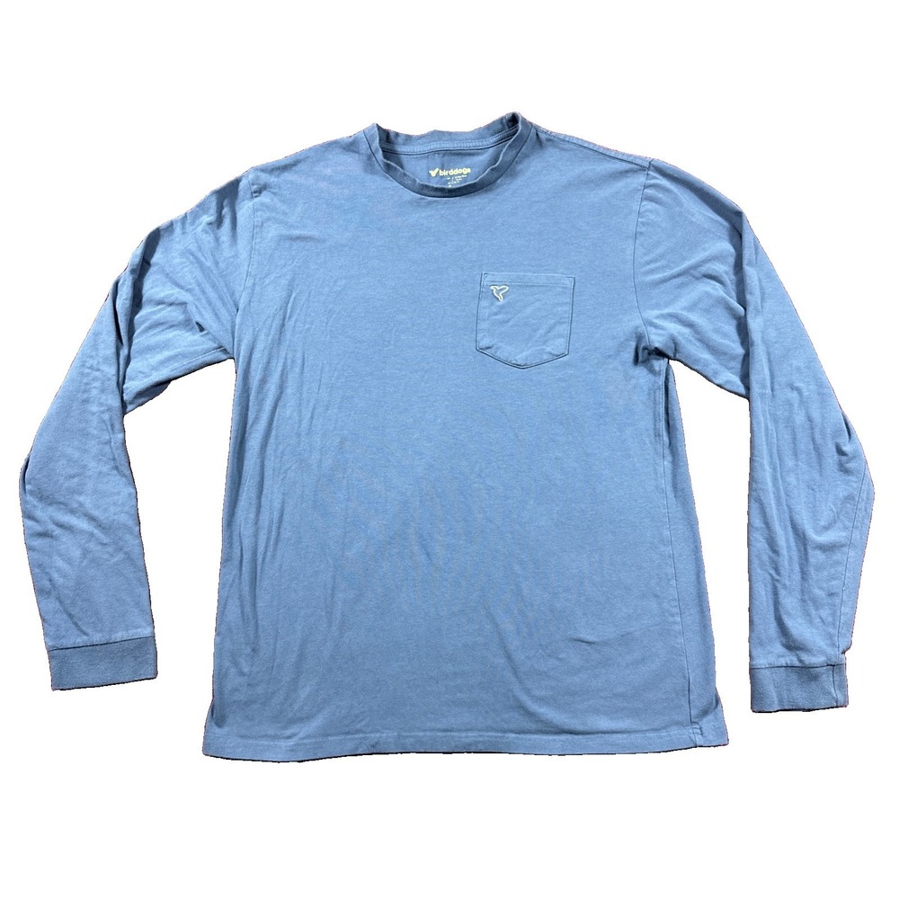 BIRDDOGS Men's Long Sleeve Crewneck Pocket T-Shirt Blue Sz Large